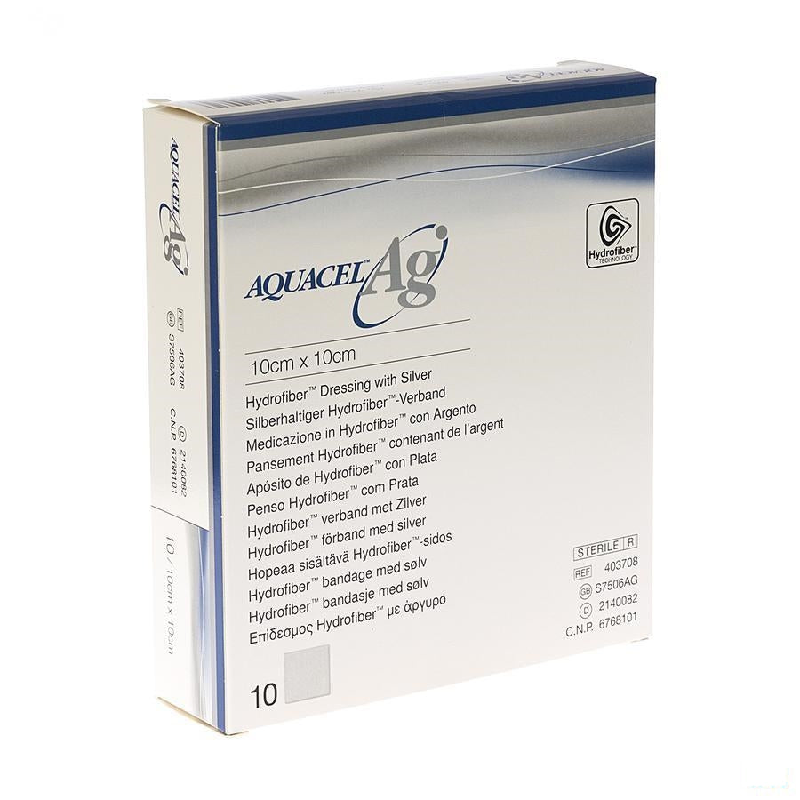 Aquacel Ag Verb Hydrofiber Ster 10x10cm 10 403708