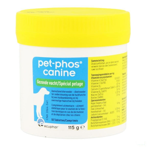 Pet Phos Canine Gezonde Vacht Tabletten 50 - Ecuphar Nv/sa - InstaCosmetic