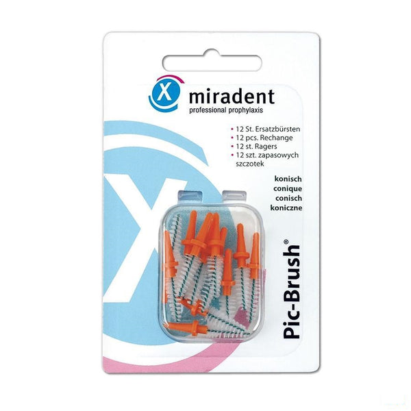 Miradent Pic-brush Borsteltje Oranje 12 - Eureka Pharma - InstaCosmetic