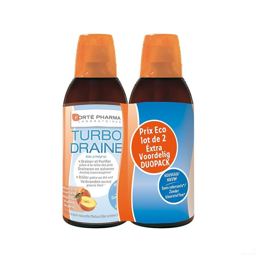 Turbodraine Groene Thee Perzick Duo 2x500ml