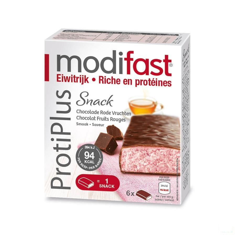 Modifast Protiplus Reep Chocolade-rode Vrucht 162g