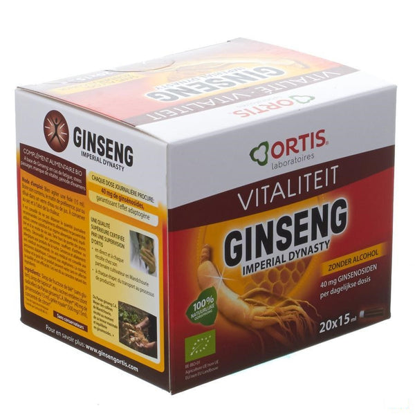 Ortis Ginseng Imperial Dynastie Bio Z/alc. 20x15ml - Ortis - InstaCosmetic