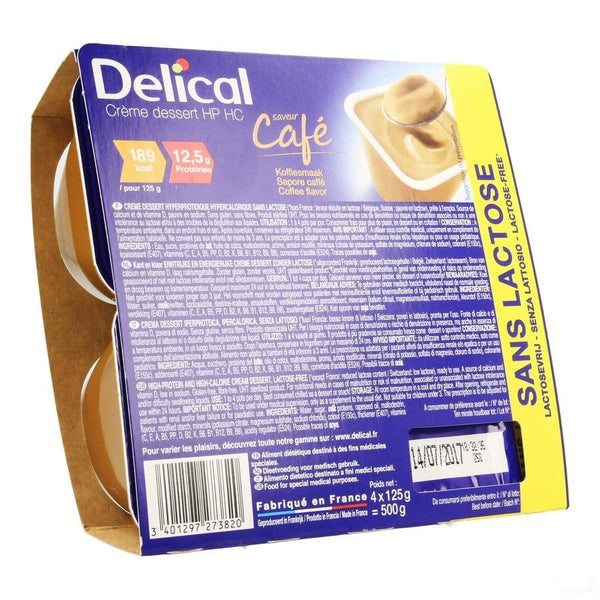 Delical Creme Dessert Hp-hc Z/lact.koffie 4x125g - Bs Nutrition - InstaCosmetic
