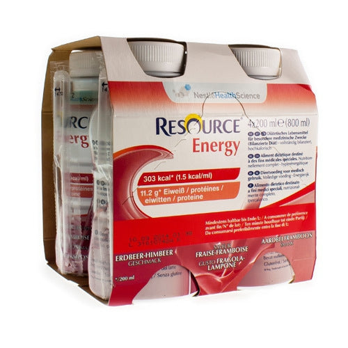 Resource Energy Drink Aardbei-framboos 4x200ml