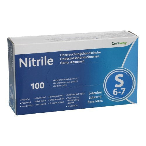 Careway Handschoenen Nitrile S N/ster Pdr/vr 100