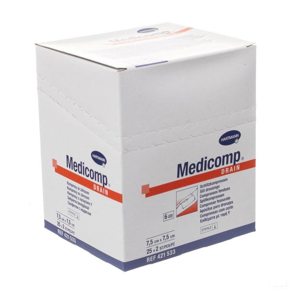 Medicomp Drain Kompressen Steriel 7,5x7,5cm 25x2 - Hartmann P. - InstaCosmetic