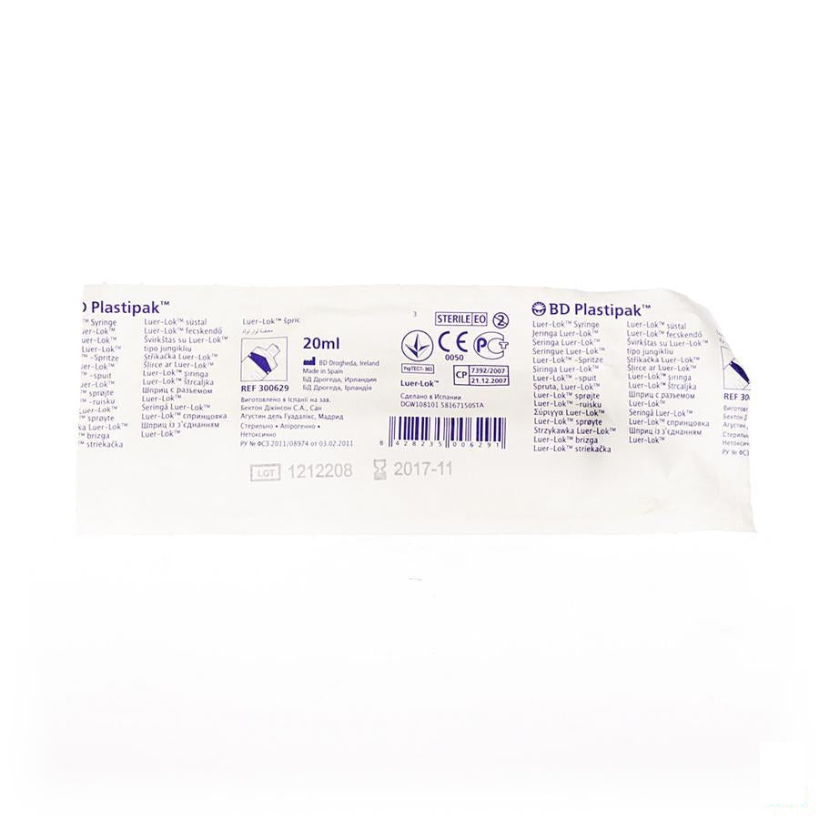 Bd Plastipak Spuit Luer-lok 20ml 1 300629
