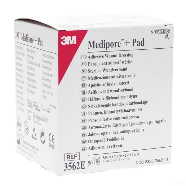 Medipore + Pad 3m 5x 7,2cm 50 3562e - 3m Belgium - InstaCosmetic