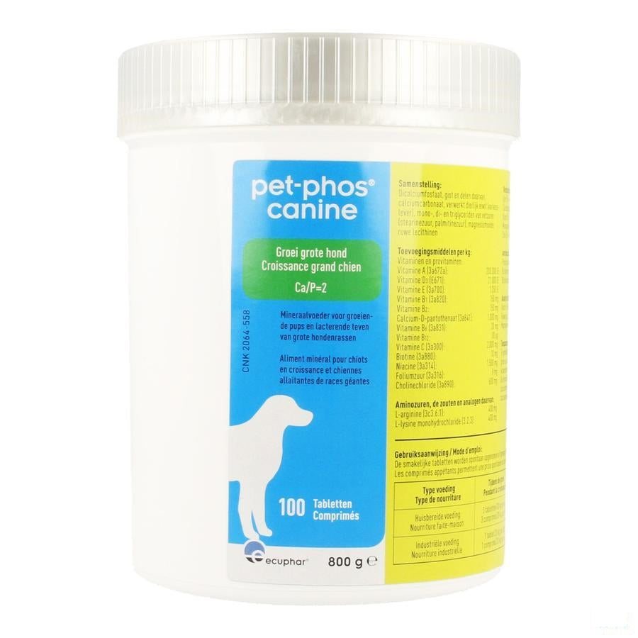 Pet Phos Canine Groei Grote Hond Tabletten 100
