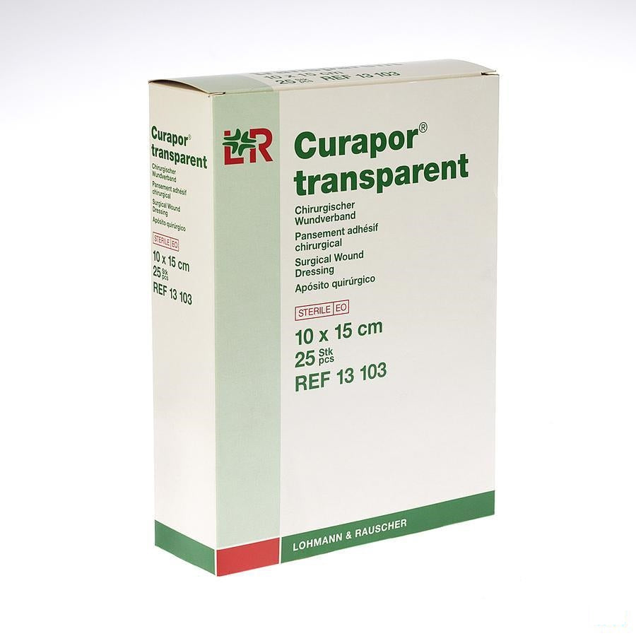 Curapor Transparant Steriel 10cmx15cm 25 13103