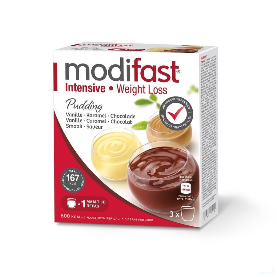 Modifast Intensive Pudding 3-pack Choco-karam-van.