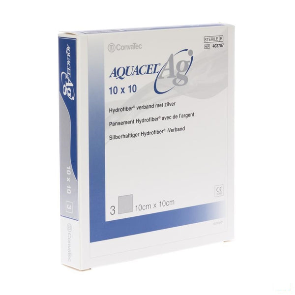 Aquacel Ag Verb Hydrofiber Ster 10x10cm 3 403707 - Convatec Belgium - InstaCosmetic