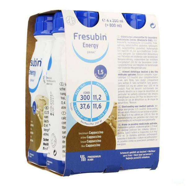 Fresubin Energy Drink Cappuccino Fl 4x200ml - Fresenius Kabi - InstaCosmetic