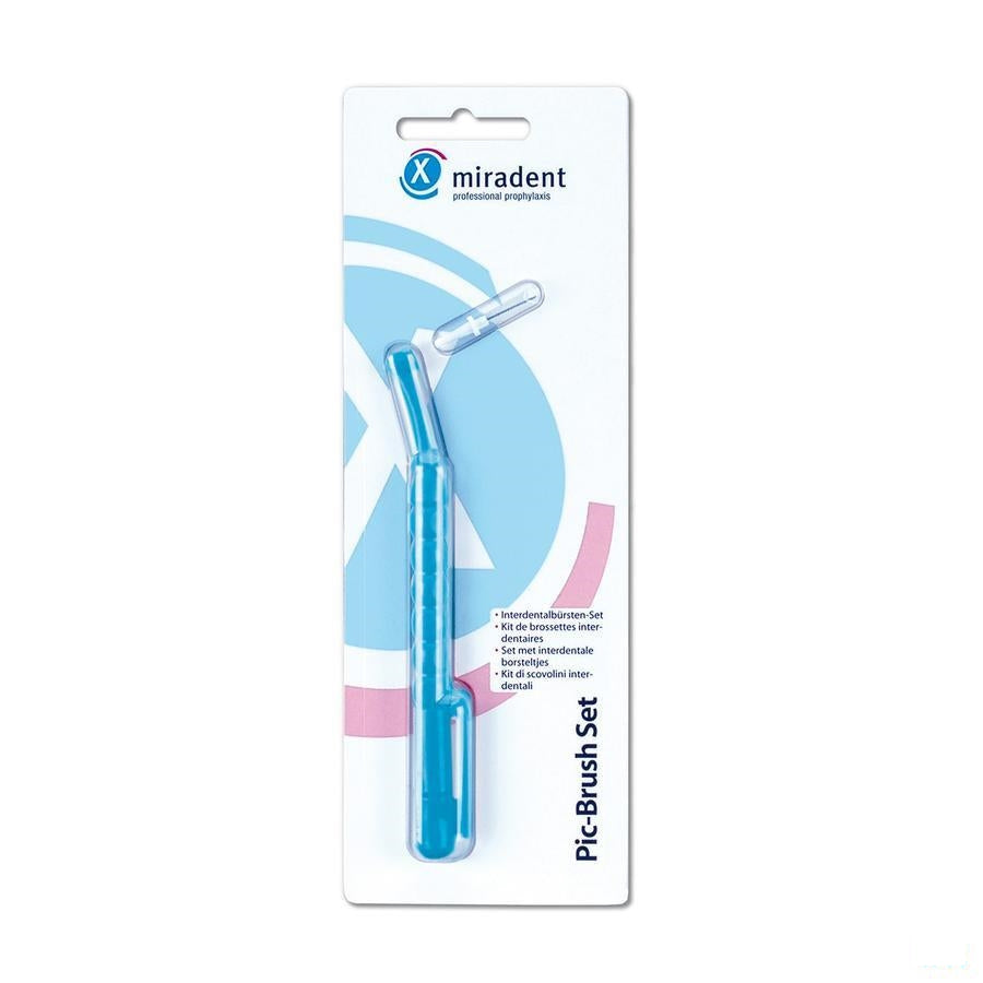 Miradent Pic-brush Houder Blauw+borsteltje