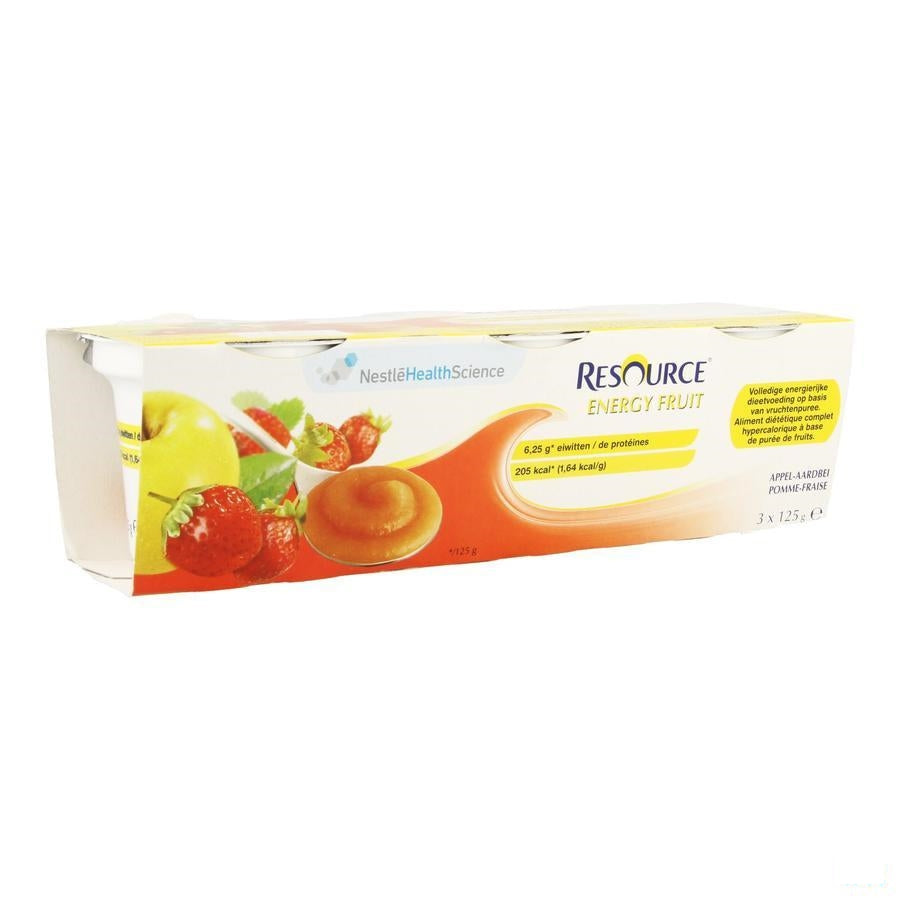 Resource Energy Fruit Appel-aardbei Cups 3x125g