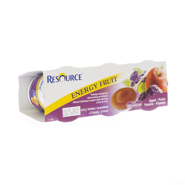 Resource Energy Fruit Appel-pruim Cups 3x125g - Nestle - InstaCosmetic