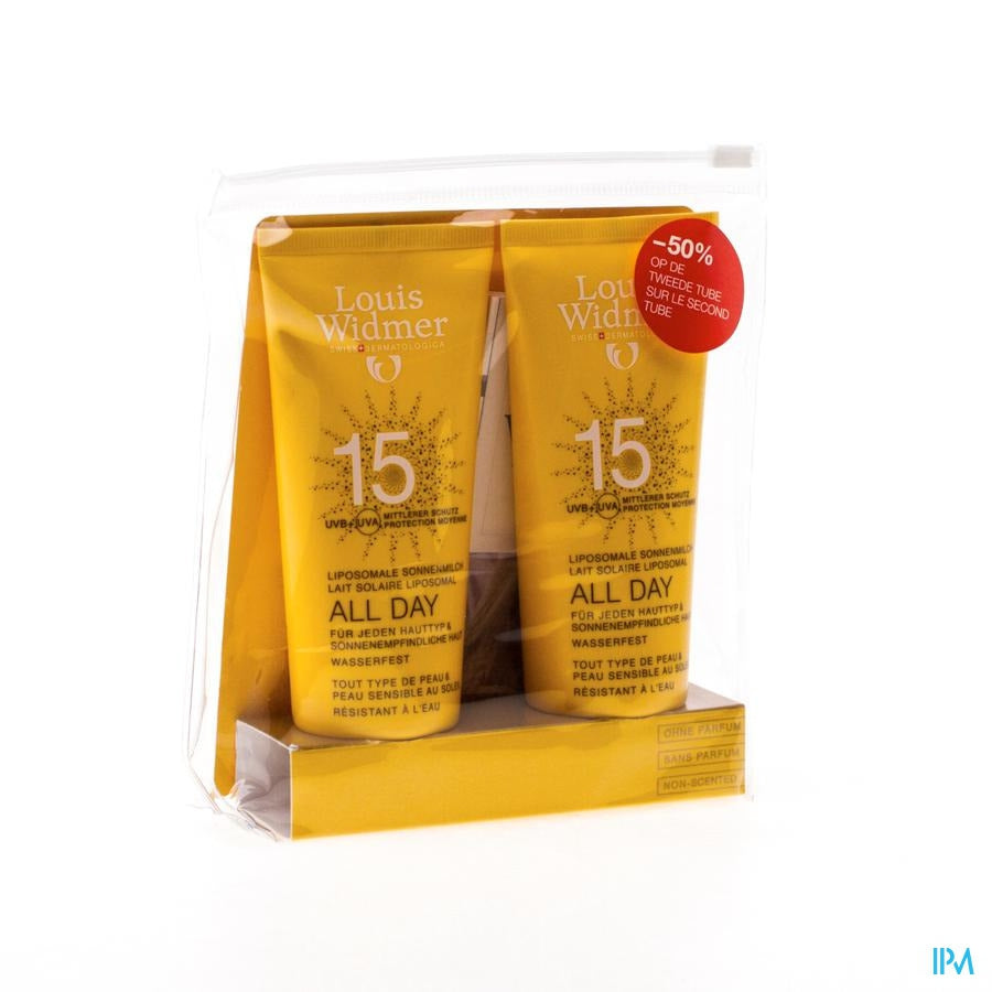 Widmer Sun All Day 15 Zonder Parfum 2x 100 Ml