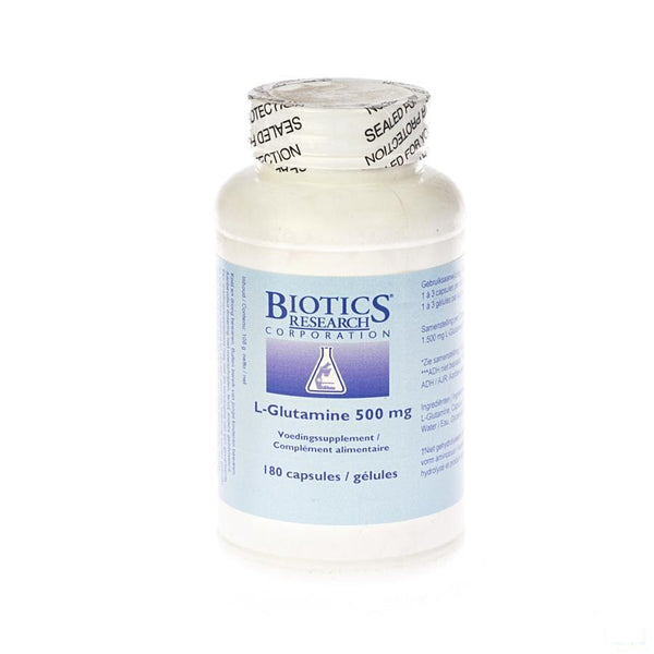 L-glutamine 500mg Biotics Capsules 180 - Energetica Natura Benelux - InstaCosmetic
