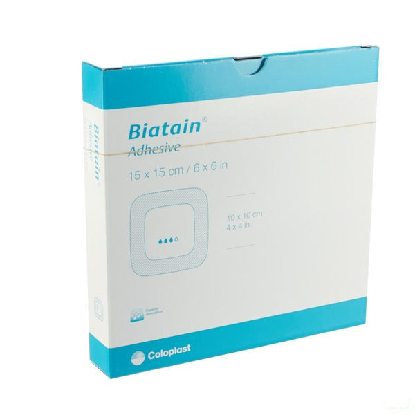 Biatain Schuimverband Adh 15,0x15,0cm 5 3421 - Coloplast Belgium - InstaCosmetic