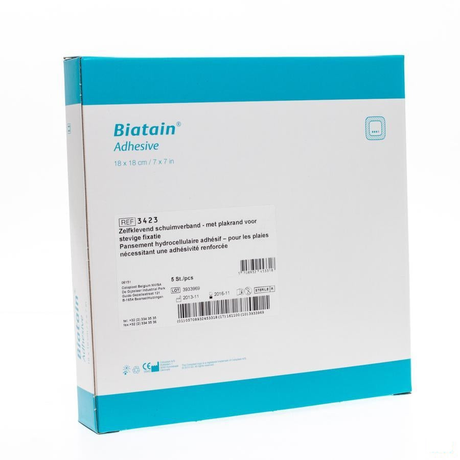 Biatain Schuimverband Adh 18,0x18,0cm 5 3423