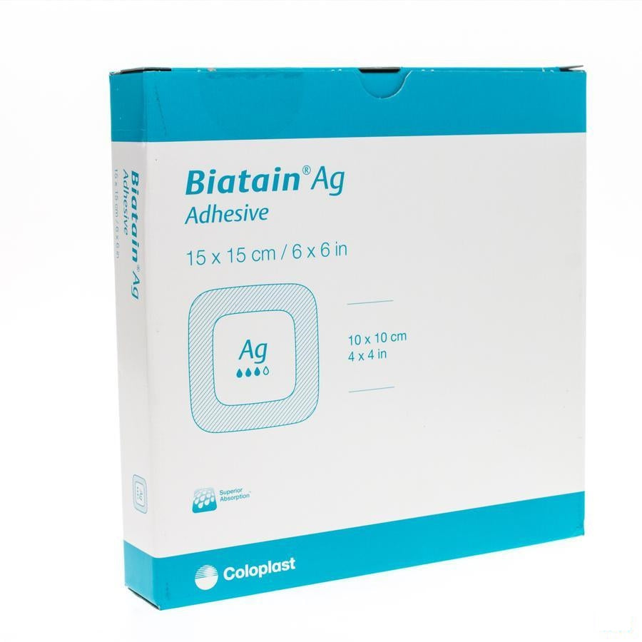 Biatain Ag Schuimverband Adh 15,0x15,0cm 5 3464