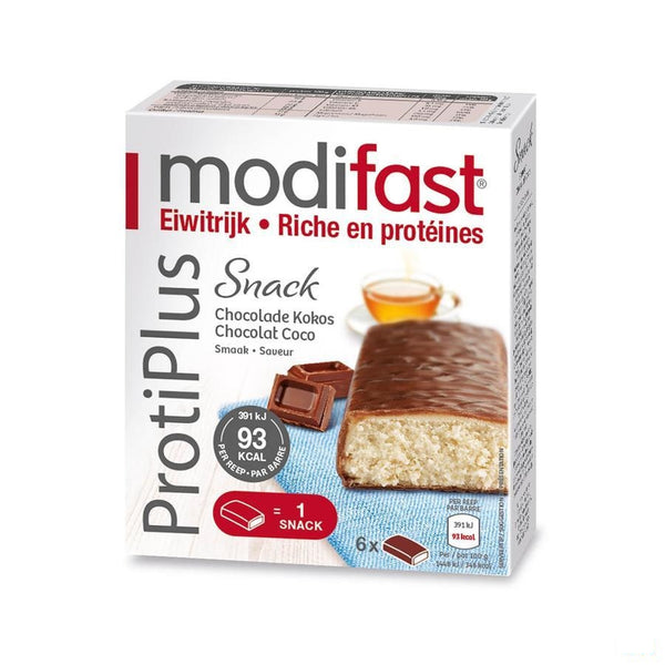 Modifast Protiplus Chocolade-kokos Reep 6x162gr - Modifast - InstaCosmetic
