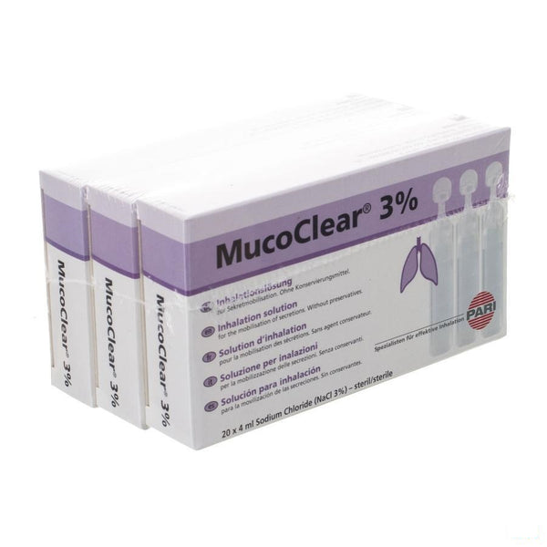Mucoclear 3% Nacl Amp 60x4ml - Henrotech - InstaCosmetic