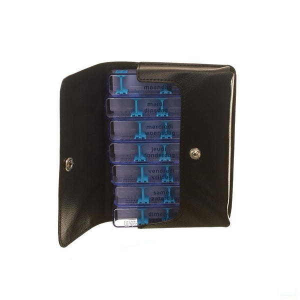 Medidose Leatherlook Pillendoos Zakmodel Blauw - Alphamega - InstaCosmetic