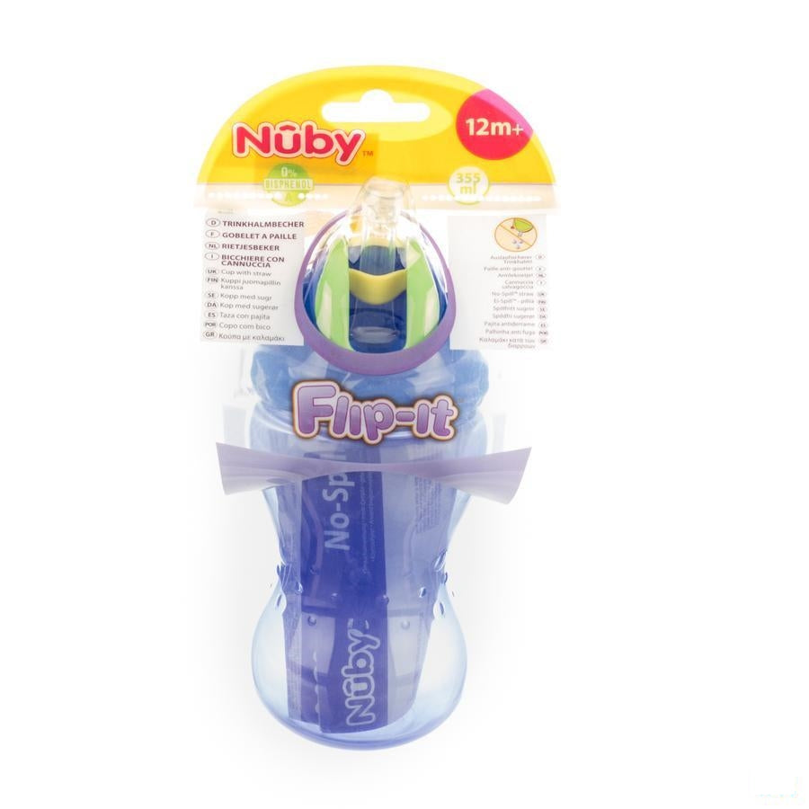 Nuby Beker Antilek Pp 355ml Flip-it +rietje +12m