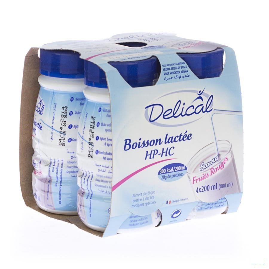 Delical Melkdrank Hp-hc Rode Vruchten 4x200ml