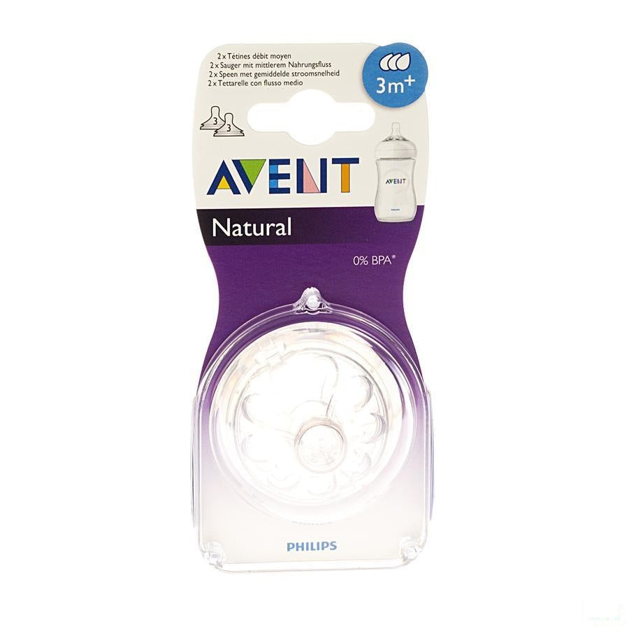 Avent Natural Zuigspeen Medium 3gaatjes 2