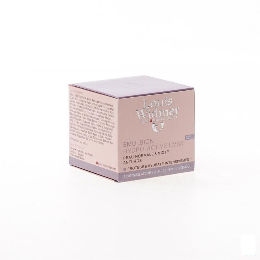 Louis Widmer Emulsie Hydro-active Uv30 Zonder Parfum 50ml