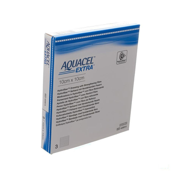 Aquacel Extra Verb Hydrofiber+versterk. 10x10cm 3 - Convatec Belgium - InstaCosmetic