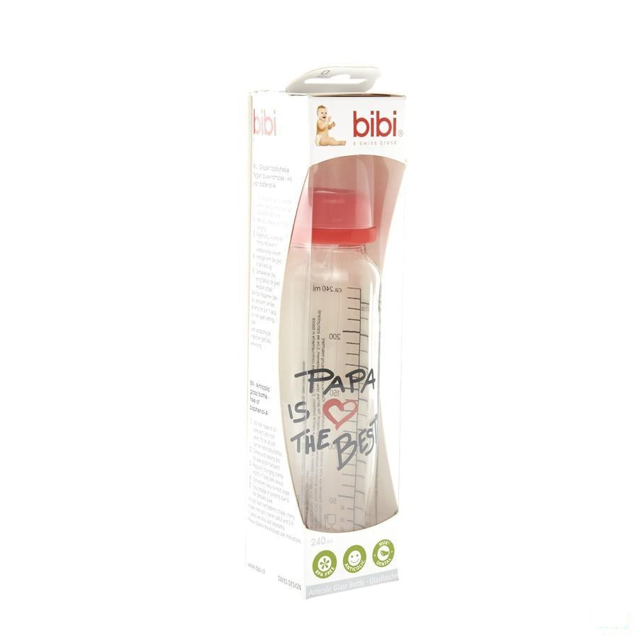 Bibi Zuigfles Glas Mama Papa 250ml Verv. 1071075