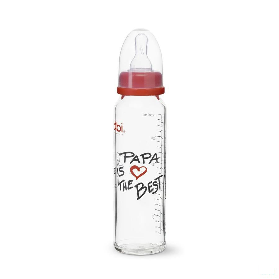 Bibi Zuigfles Glas Mama Papa 250ml Verv. 1071075