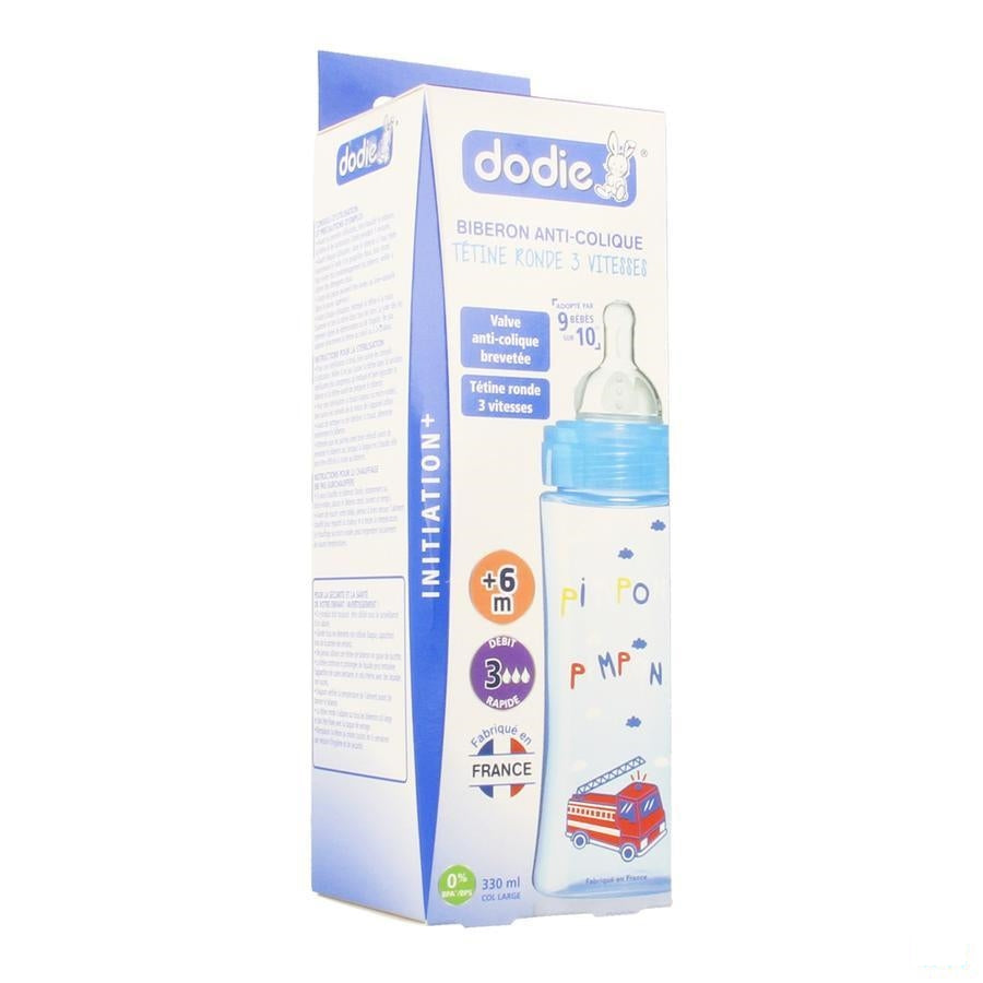 Dodie Zuigfles Evolutie+ Speen 3 Gat Blauw 330ml