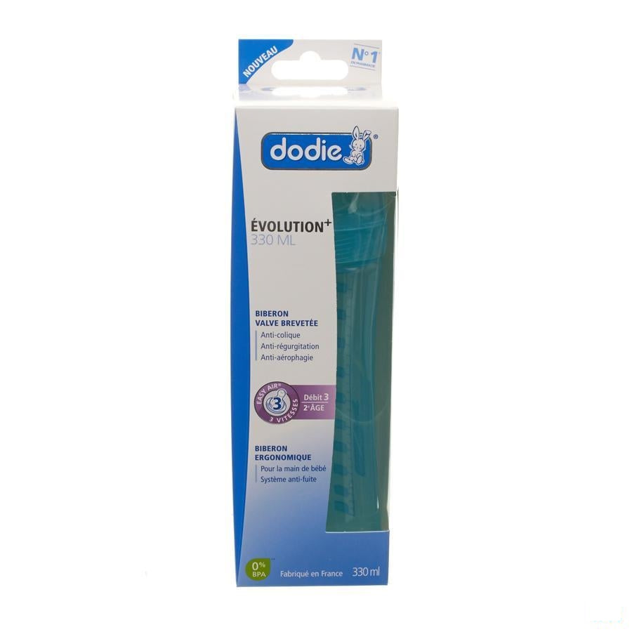 Dodie Zuigfles Evolutie+ Speen 3 Gat Lagoon 330ml