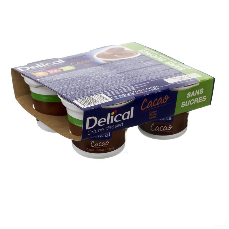 Delical Creme Dessert Hp-hc Z/suiker Cacao 4x125g