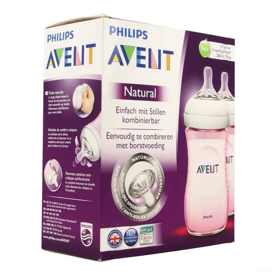 Avent Zuigfles Natural Roze Duo 2x260ml