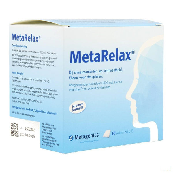 Metarelax Nieuwe Formule Zakje 20 21861 Metagenics - Metagenics - InstaCosmetic
