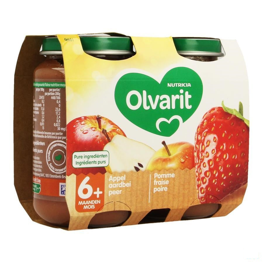 Olvarit Fruit Appel Aardbei 2x200g 6m61