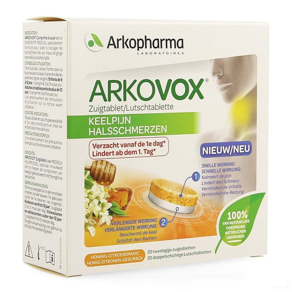 Arkovox Keelpijn Honing Citroen Zuigtabletten 20 - Arkopharma - InstaCosmetic