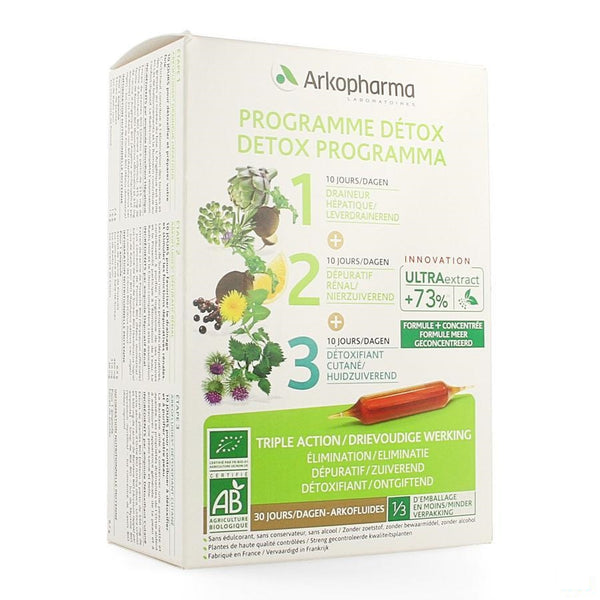 Arkofluide Programma Detox Amp 30 - Arkopharma - InstaCosmetic