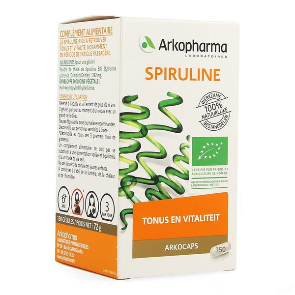 Arkocaps Spiruline Bio Capsules 150 - Arkopharma - InstaCosmetic
