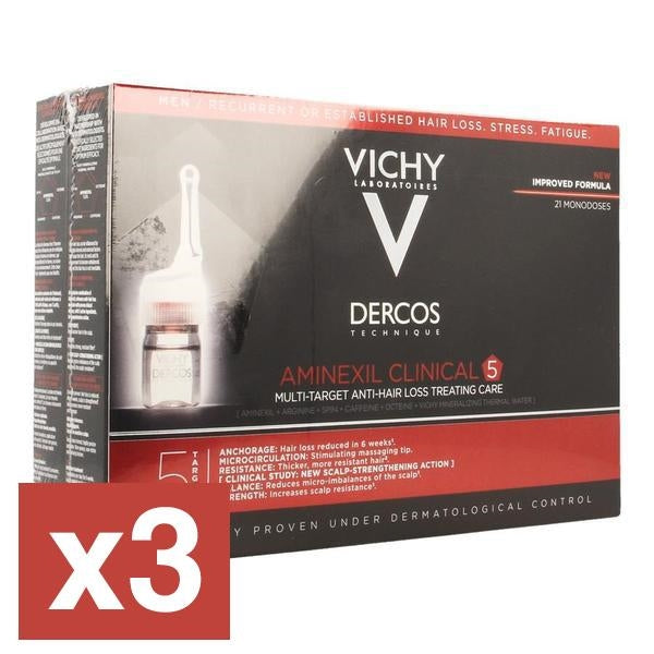 Vichy Dercos Aminexil Clinical 5 Men Ampullen 21x6ml (Promopak x3) - Vichy - InstaCosmetic
