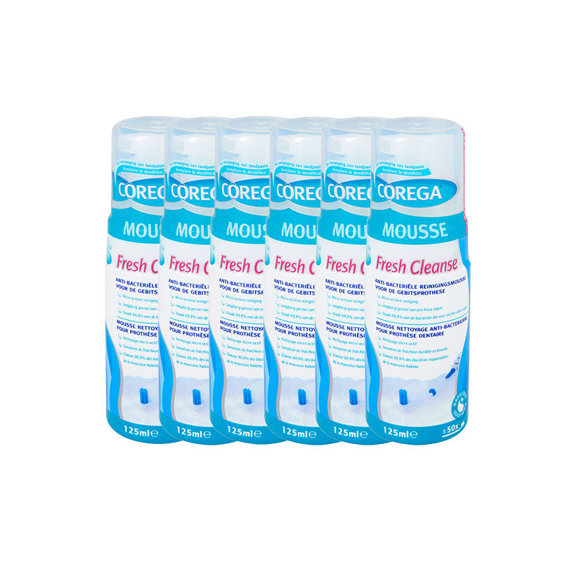 Corega Fresh Cleanse kunstgebitreiniging Mousse 125ml - 6x (Voordeelpak)