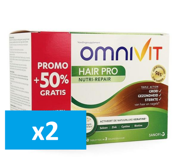 Omnivit Hair Pro Nutri Repair Tabletten 180 - x2 (Voordeelpak) - InstaCosmetic - InstaCosmetic